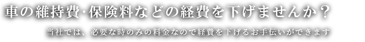 車の維持費・保険料などの経費をさげませんか？当社では、必要な時のみの料金なので経費を下げるお手伝いができます